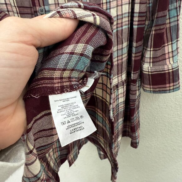 Loft Plaid Tiered Pocket Button Long Sleeve Shirt Dress 572043 Womens sz Medium - Picture 5 of 9